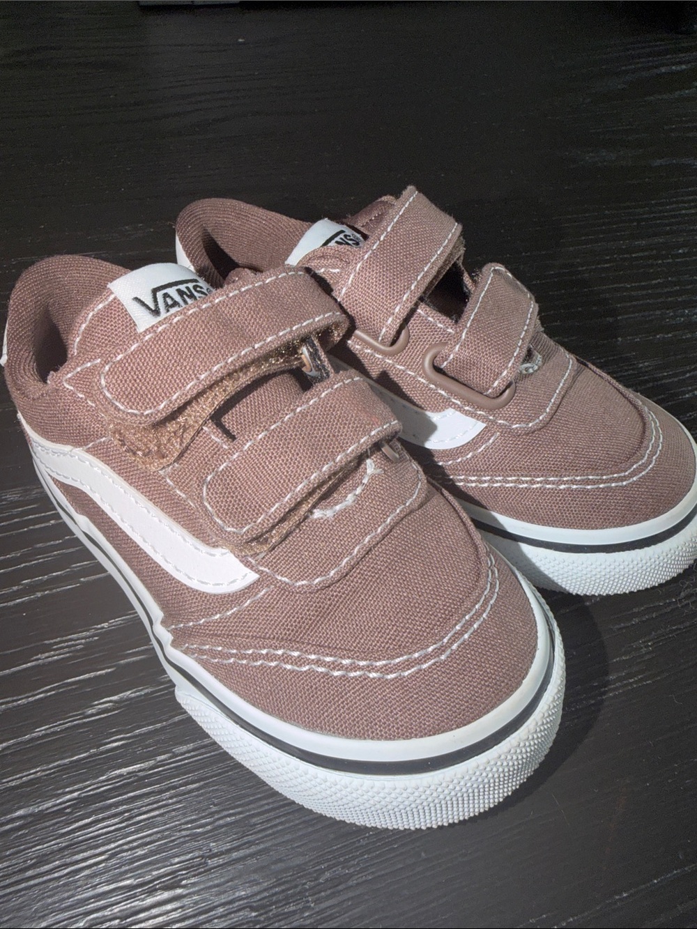 Vans Kids Tan Canvas Velcro Sneakers
